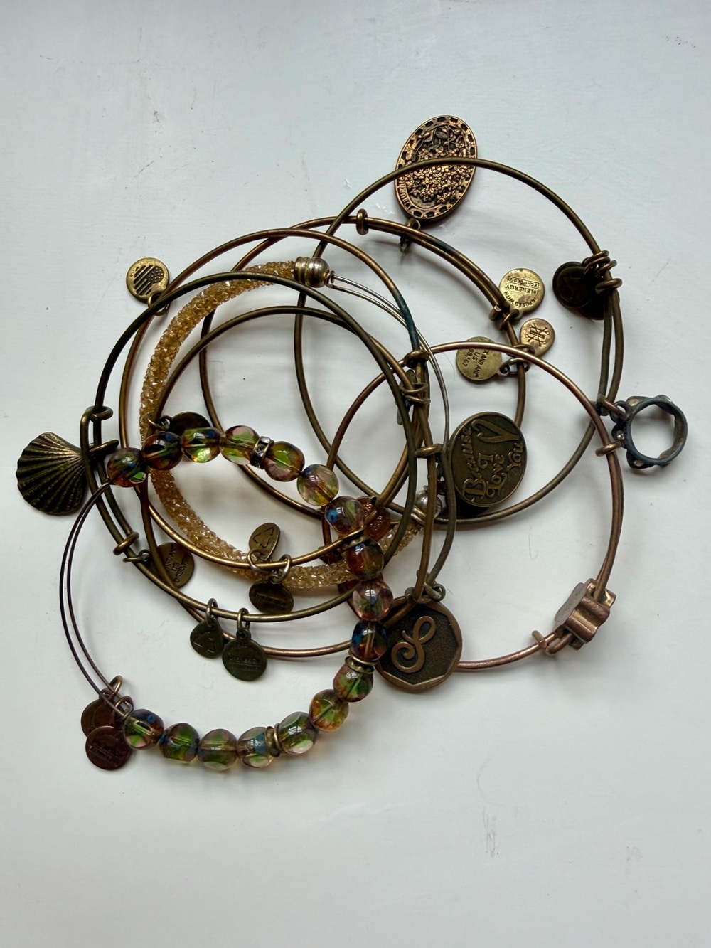 Lot of 8 Alex and Ani Gold Tone Bracelets